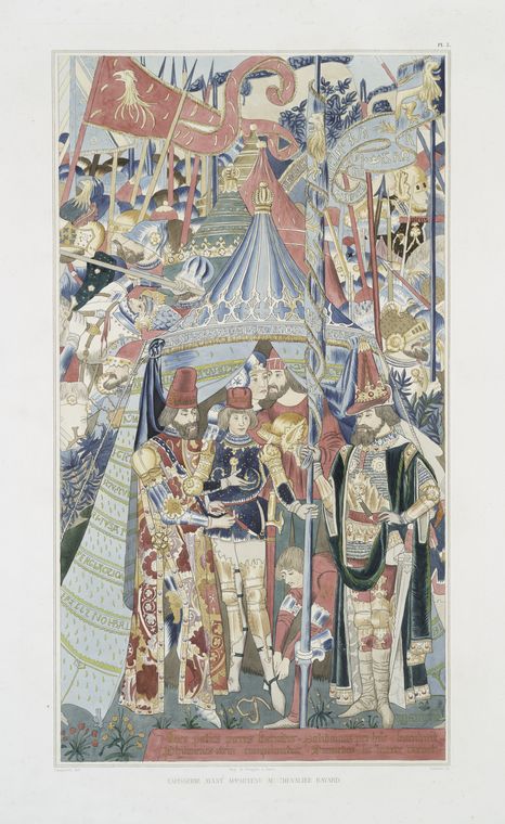 tapisserie chateau Bayard - le fils d'Achille est armé chevalier